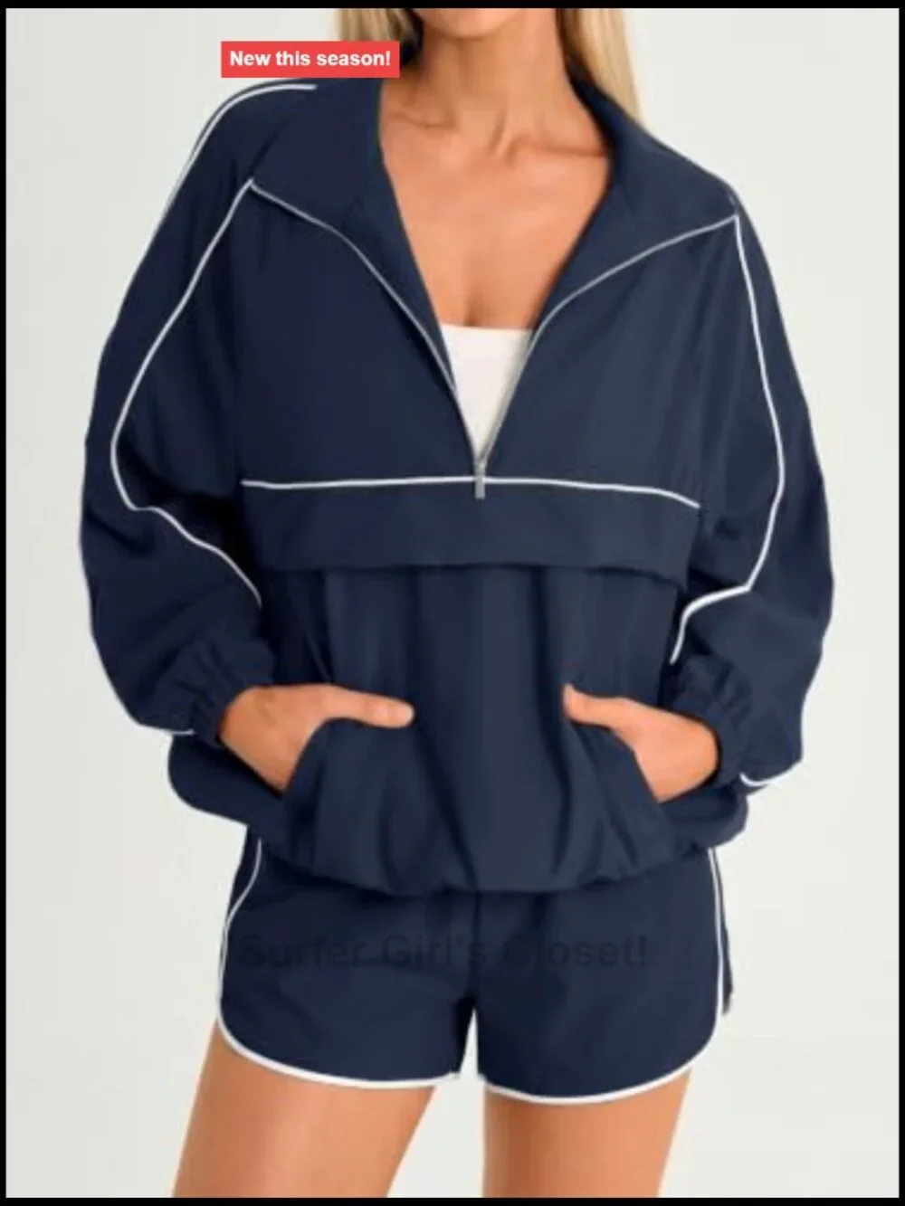 UPF 50+ Quarter Zip Pullover & Short Set 2 Piece Athleisure